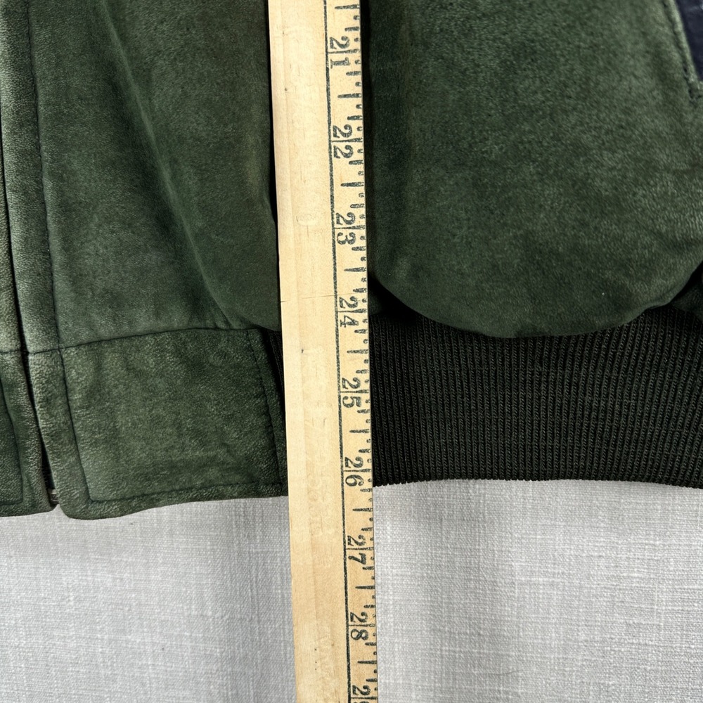 L.L. Bean Bomber Jacket Mens L Green Nubuck Leather Thinsulate Plaid Vintage - Picture 11 of 16